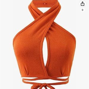 Orange halter crop top